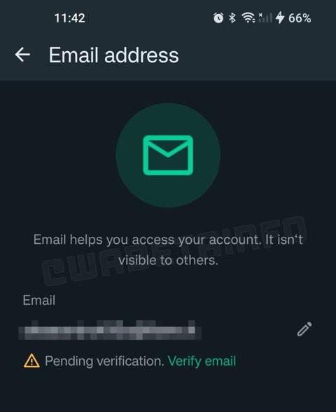 ميزة التحقق من حسابك في Whatsapp عبر البريد
