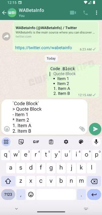 Whatsapp يضيف بعض خيارات تنسيق النص المتقدمة